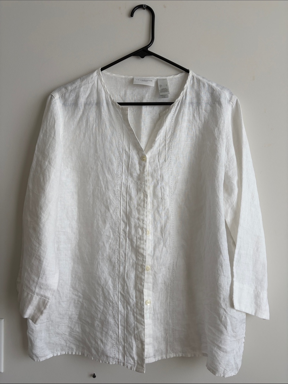 Liz Claiborne White Button-Down Linen Shirt